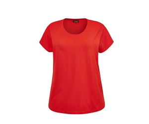 Kurzarmshirt GOLDNER "Shirt mit Rundhalsausschnitt", Damen, Gr. 54/56, rot, Obermaterial: 100% Baumwolle CO., Gerade, Shirts, Tiefer Rundhalsausschnitt (93874236-54) rot