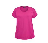 Kurzarmshirt GOLDNER "Shirt mit Rundhalsausschnitt", Damen, Gr. 58/60, rosa (pink), Obermaterial: 100% Baumwolle CO., Gerade, Shirts, Tiefer Rundhalsausschnitt (31487310-58) pink