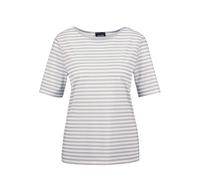Kurzarmshirt GOLDNER "Stilvolles Streifenshirt für Damen", Damen, Gr. 40, grau (grau, weiß, geringelt), Obermaterial: 92% Viskose CV. 8% Elasthan EL., gerade, U-Boot-Ausschnitt, Gerade, Shirts, Blende