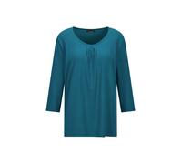 Kurzarmshirt GOLDNER "Viskose-Oberteil mit Halbarm", Damen, Gr. 38, grün (petrol), Obermaterial: 95% Viskose CV. 5% Elasthan EL., Modisch, Shirts, Falten (50813723-38) petrol