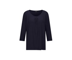 Kurzarmshirt GOLDNER "Viskose-Oberteil mit Halbarm", Damen, Gr. 48, blau (marine), Obermaterial: 95% Viskose CV. 5% Elasthan EL., Modisch, Shirts, Falten (59041750-48) marine