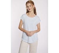 Kurzarmshirt HAILY’S "SS V TP Em44ma", Damen, Gr. XS, pearl blau stripe, Jersey, Obermaterial: 95% Viskose, 5% Elasthan, gestreift, hüftlang, Rundhals, Shirts (15388369-XS) pearl blau stripe