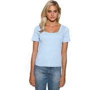 Kurzarmshirt HEINE "Carré-Shirt", Damen, Gr. 38, blau (bleu), 100% Baumwolle, unifarben, eckiger Ausschnitt, Shirts (48371864-38) bleu