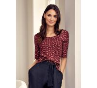 Kurzarmshirt INSPIRATIONEN "Shirt", Damen, Gr. 38, dunkelrot, ecru, bedruckt, 95% Baumwolle, 5% Elasthan, gemustert, Rundhals, Shirts (99392434-38) dunkelrot, ecru, bedruckt