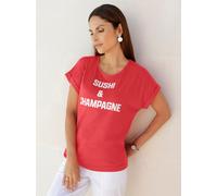 Kurzarmshirt INSPIRATIONEN "Shirt", Damen, Gr. 50, rot (erdbeere, weiß), 50% Baumwolle, 50% Modal, gemustert, mehrfarbig, Rundhals, Shirts (11494158-50) erdbeere, weiß