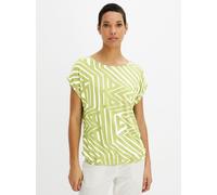 Kurzarmshirt INSPIRATIONEN "Viskose-Shirt", Damen, Gr. 38, grün (pistazie, ecru, gemustert), 95% Viskose, 5% Elasthan, gemustert, U-Boot-Ausschnitt, Shirts (40199517-38) pistazie, ecru, gemustert