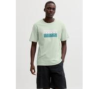 Kurzarmshirt JACK & JONES "JCOFUSION DOTS PRINT TEE SS CREW SN", Jungen, Gr. M, aqua gray, Jersey, Obermaterial: 100% Baumwolle, bedruckt, regular fit normal, Rundhals, Shirts, Baumwolle, regular fit