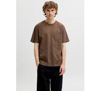 Kurzarmshirt JACK & JONES "JJEDOVER SLUB TEE SS NOOS", Herren, Gr. XS, cocoa, Jersey, Obermaterial: 95% Baumwolle, 5% Elasthan, unifarben, relaxed fit normal, Rundhals, Shirts, Baumwollmischung, relax
