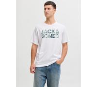 Kurzarmshirt JACK & JONES "JJEJEFF LOGO TEE SS SN", Herren, Gr. XXL, weiß, Jersey, Obermaterial: 100% Baumwolle, bedruckt, normal, Shirts Kurzarmshirt, mit Logoprint (96124811-XXL)