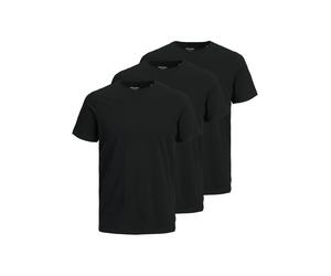 Kurzarmshirt JACK & JONES "JJEORGANIC BASIC TEE SS O-NE 3PK MP NOOS", Herren, Gr. S, schwarz pack:schwarz, schwarz, schwarz, Jersey, Obermaterial: 100% Baumwolle, bedruckt, slim fit normal, Rundhals,
