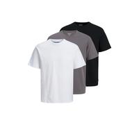 Kurzarmshirt JACK & JONES "JJEORGANIC BASIC TEE SS O-NE 3PK MP NOOS", Jungen, Gr. L, weiß (weiß pack:weiß, schwarz, castlerock), Jersey, Obermaterial: 100% Baumwolle, unifarben, slim fit normal, Rundh