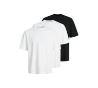 Kurzarmshirt JACK & JONES "JJHUGO LOOSE TEE SS CREW NECK 3PK MP", Herren, Gr. S, weiß (weiß pack:2x weiß, 1x schwarz), Jersey, Obermaterial: 100% Baumwolle, unifarben, loose fit normal, Rundhals, Shir