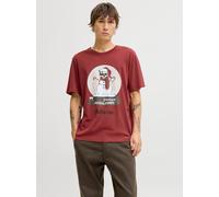 Kurzarmshirt JACK & JONES "JJNOEL XMAS TEE SS CREW NECK", Herren, Gr. S, brick rot, Jersey, Obermaterial: 100% Baumwolle, Rundhals, Shirts (55435011-S) brick rot