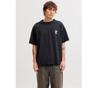 Kurzarmshirt JACK & JONES "JORMAINE BACK TEE SS CREW NECK SN", Herren, Gr. L, schwarz, Jersey, Obermaterial: 100% Baumwolle, bedruckt, relaxed fit normal, Rundhals, Shirts, Baumwolle, relaxed fit (925