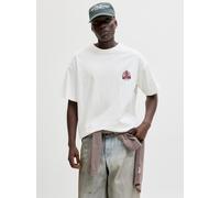 Kurzarmshirt JACK & JONES "JORMAINE BACK TEE SS CREW NECK SN", Herren, Gr. S, cloud dancer, Jersey, Obermaterial: 100% Baumwolle, bedruckt, relaxed fit normal, Rundhals, Shirts Kurzarmshirt, Baumwolle