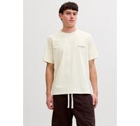 Kurzarmshirt JACK & JONES "JORMONTAUK AOP BACK TEE SS CREW NECK", Herren, Gr. M, antique weiß, Jersey, Obermaterial: 100% Baumwolle, bedruckt, regular fit normal, Rundhals, Shirts, Baumwolle, regular 