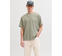 Kurzarmshirt JACK & JONES "JORMONTAUK AOP BACK TEE SS CREW NECK", Herren, Gr. XL, seagrass, Jersey, Obermaterial: 100% Baumwolle, bedruckt, regular fit normal, Rundhals, Shirts, Baumwolle, regular fit