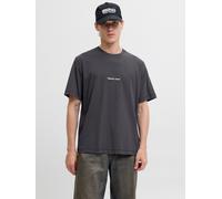 Kurzarmshirt JACK & JONES "JORNORREBRO EMB TEE SS CREW NECK NOOS", Herren, Gr. XL, asphalt, Jersey, Obermaterial: 100% Baumwolle, bedruckt, relaxed fit normal, Rundhals, gerader Abschluss, Shirts, mit