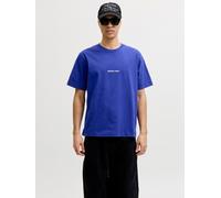 Kurzarmshirt JACK & JONES "JORNORREBRO EMB TEE SS CREW NECK NOOS", Herren, Gr. XS, bluing, Jersey, Obermaterial: 100% Baumwolle, unifarben, relaxed fit normal, Rundhals, gerader Abschluss, Shirts, mit