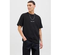 Kurzarmshirt JACK & JONES "JORNORREBRO EMB TEE SS CREW NECK NOOS", Herren, Gr. XS, schwarz, Jersey, Obermaterial: 100% Baumwolle, bedruckt, relaxed fit normal, Rundhals, gerader Abschluss, Shirts Kurz