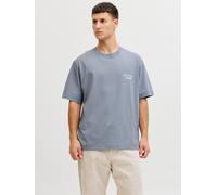 Kurzarmshirt JACK & JONES "JORNORREBRO TYPO TEE SS CREW NECK NOOS", Herren, Gr. L, tradewinds print:ss 26, Jersey, Obermaterial: 100% Baumwolle, bedruckt, relaxed fit normal, Rundhals, Shirts, Baumwol