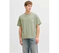 Kurzarmshirt JACK & JONES "JORNORREBRO TYPO TEE SS CREW NECK NOOS", Herren, Gr. L, seagrass print:ss 26, Jersey, Obermaterial: 100% Baumwolle, bedruckt, relaxed fit normal, Rundhals, Shirts, Baumwolle