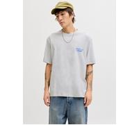 Kurzarmshirt JACK & JONES "JORNORREBRO TYPO TEE SS CREW NECK NOOS", Herren, Gr. L, weiß melange print:ss 26, Jersey, Obermaterial: 100% Baumwolle, bedruckt, meliert, relaxed fit normal, Rundhals, Shir