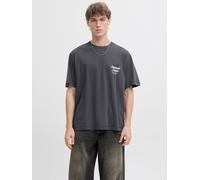 Kurzarmshirt JACK & JONES "JORNORREBRO TYPO TEE SS CREW NECK NOOS", Herren, Gr. M, asphalt, Jersey, Obermaterial: 100% Baumwolle, bedruckt, relaxed fit normal, Rundhals, Shirts, Baumwolle, relaxed fit