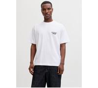 Kurzarmshirt JACK & JONES "JORNORREBRO TYPO TEE SS CREW NECK NOOS", Herren, Gr. M, hellweiß print:ss 26, Jersey, Obermaterial: 100% Baumwolle, bedruckt, relaxed fit normal, Rundhals, Shirts Kurzarmshi