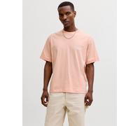 Kurzarmshirt JACK & JONES "JORNORREBRO TYPO TEE SS CREW NECK NOOS", Herren, Gr. S, peach melba print:ss 26, Jersey, Obermaterial: 100% Baumwolle, bedruckt, relaxed fit normal, Rundhals, Shirts, Baumwo