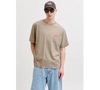Kurzarmshirt JACK & JONES "JORNORREBRO TYPO TEE SS CREW NECK NOOS", Herren, Gr. S, vintage khaki print:ss 26, Jersey, Obermaterial: 100% Baumwolle, bedruckt, relaxed fit normal, Rundhals, Shirts, Baum