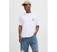 Kurzarmshirt JACK & JONES "JORNORREBRO TYPO TEE SS CREW NECK NOOS", Herren, Gr. XXL, weiß (hellweiß), Jersey, Obermaterial: 100% Baumwolle, bedruckt, relaxed fit normal, Rundhals, Shirts, mit Print (2