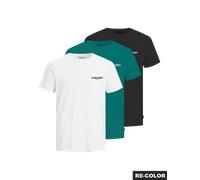 Kurzarmshirt JACK & JONES JUNIOR "JPRBLAOSCAR SS TEE FST 3PK MP JNR", Jungen, Gr. 152, bunt (sagebrush grün pack:with schwarz, weiß), Single Jersey, Obermaterial: 100% Baumwolle, unifarben, regular fi