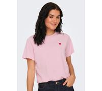 Kurzarmshirt JDY "JDYPISA S/S PRINT TOP JRS NOOS", Damen, Gr. M, rosa (parfait pink detail:bittersweet heart), Jersey, Obermaterial: 100% Baumwolle, bedruckt, regular fit normal, Rundhals, Shirts, mit
