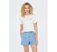 Kurzarmshirt JDY "JDYPISA S/S PRINT TOP JRS NOOS", Damen, Gr. M, weiß (cloud dancer heart), Jersey, Obermaterial: 100% Baumwolle, bedruckt, regular fit normal, Rundhals, Shirts Kurzarmshirt, Baumwolle