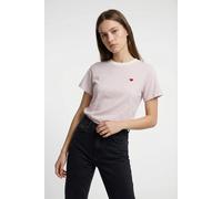 JDY "JDYPISA S/S PRINT TOP JRS NOOS" mit Herz Stickerei (84239355-S) cloud dancer detail:fragrant lila y, d stripes and bs heart