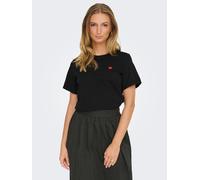 Kurzarmshirt JDY "JDYPISA S/S PRINT TOP JRS NOOS", Damen, Gr. S, schwarz (schwarz heart), Jersey, Obermaterial: 100% Baumwolle, bedruckt, regular fit normal, Rundhals, Shirts, Baumwolle, regular fit (