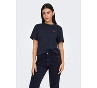 Kurzarmshirt JDY "JDYPISA S/S PRINT TOP JRS NOOS", Damen, Gr. XL (42), blau (sky captain detail:pink peacock heart), Jersey, Obermaterial: 100% Baumwolle, bedruckt, regular fit normal, Rundhals, Shirt