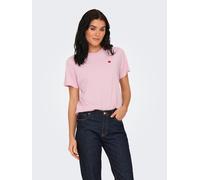 Kurzarmshirt JDY "JDYPISA S/S PRINT TOP JRS NOOS", Damen, Gr. XS, rosa (parfait pink detail:bittersweet heart), Jersey, Obermaterial: 100% Baumwolle, bedruckt, regular fit normal, Rundhals, Shirts, Ba