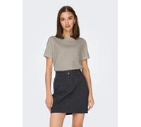 Kurzarmshirt JDY "JDYSELMA S/S CROCHET POCKET TOP JRS NOOS", Damen, Gr. S, grau (chateau gray), Jersey, Obermaterial: 100% Baumwolle, unifarben, regular fit normal, Rundhals, Shirts (83626804-S) chate