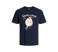 Kurzarmshirt "JJCHRISTMAS TEE SS CREW NECK PLS", Herren, Gr. 5XL, sky captain, Jersey, Obermaterial: 100% Baumwolle, JACK & JONES PLUSSIZE, bedruckt, regular fit normal, Rundhals, Shirts (28604547-5XL