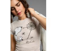 Kurzarmshirt KANGAROOS, Damen, Gr. 48/50, beige (beige melange), Rippware, Obermaterial: 50% Baumwolle, 50% Polyester, bedruckt, meliert, metallic, Basic hüftbedeckend, Rundhals, Shirts, sehr figurbet