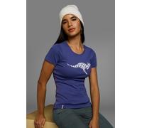Kurzarmshirt KANGAROOS, Damen, Gr. 48/50, blau (marine), Rippware, Obermaterial: 100% Baumwolle, bedruckt, Basic hüftlang, Rundhals, Shirts Kurzarmshirt, Logo Print, Topseller (97006757-48)