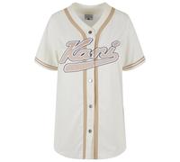 Kurzarmshirt KARL KANI "Karl Kani Damen", Damen, Gr. S, sanftes weiß, weiß, 100% Polyester, gestreift, loose fit, V-Ausschnitt, Shirts (78592963-S) sanftes weiß, weiß