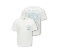 Kurzarmshirt KIDS ONLY "KOGHELENE LIFE S/S RLX TEE FR JRS NOOS", Mädchen, Gr. 146/152, weiß (cloud dancer print:smile, xoxo, vintage indigo, ballad blau), Jersey, Obermaterial: 100% Baumwolle, bedruck