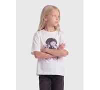 Kurzarmshirt KIDS ONLY "KOGMAIKEN GIRLROSE LOOSE SS TOP JRS NOOS", Mädchen, Gr. 122/128, weiß (cloud dancer print:girl headband, pansy heart glitter), Jersey, Obermaterial: 100% Baumwolle, bedruckt, n