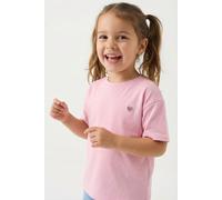 Kurzarmshirt KIDS ONLY "KOGMAIKEN LIFE CROPHEART SS TOP JRS NOOS", Mädchen, Gr. 110/116, romance rose print:heartemb, rose braun, Jersey, Obermaterial: 100% Baumwolle, regular fit hüftlang, Rundhals, 