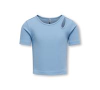 Kurzarmshirt KIDS ONLY "KOGNESSA S/S CUT OUT TOP BOX JRS NOOS", Mädchen, Gr. 134/140, blau (blissful blau), Feinripp, Obermaterial: 95% Baumwolle, 5% Elasthan, unifarben, regular fit kurz, Rundhals, a