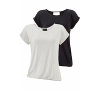 T-Shirt LASCANA Gr. 40/42, schwarz-weiß (offwhite, gemustert, schwarz) Damen Shirts (713402-40) offwhite, gemustert, schwarz
