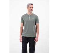 Kurzarmshirt LERROS, Herren, Gr. 3XL, storm grau, Jersey, Obermaterial: 100% Baumwolle, unifarben, normal hüftbedeckend, Rundhals, Shirts, mit Serafino-Kragen (85453247-XXXL) storm grau